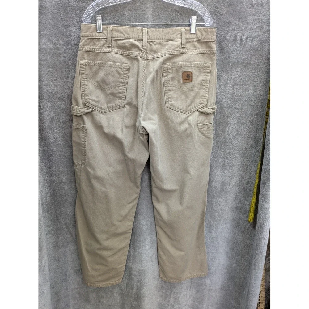 Carhartt‎ Carpenter Pants Mens 34x29 Beige Utility Work READ